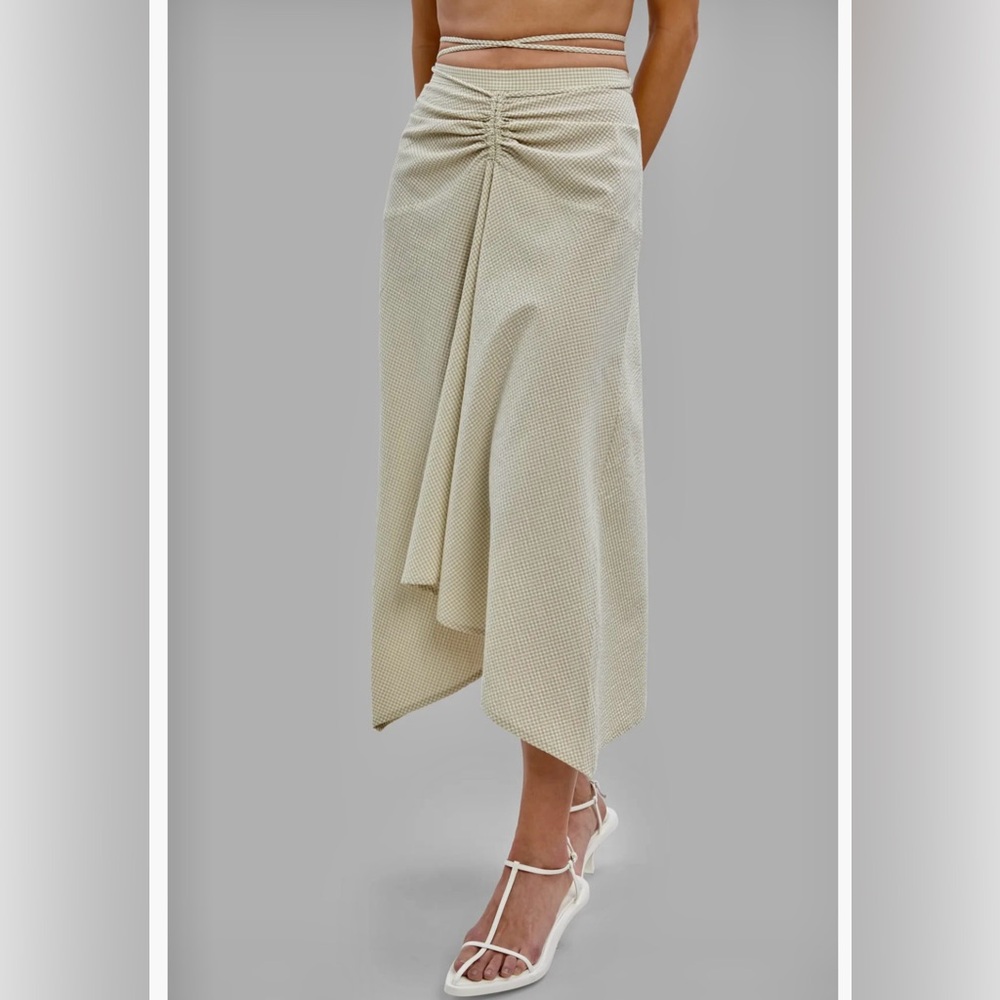 Proenza schouler white label gingham tie front midi skirt